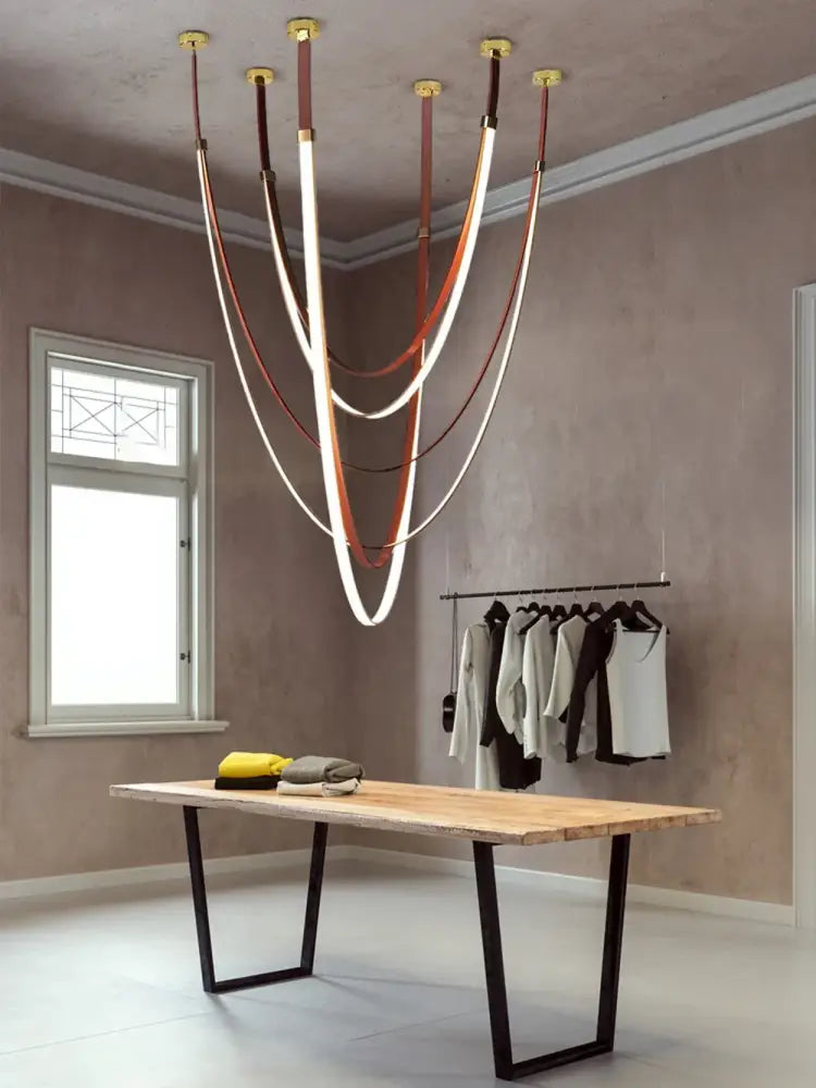 Neutral Leather LED Chandelier