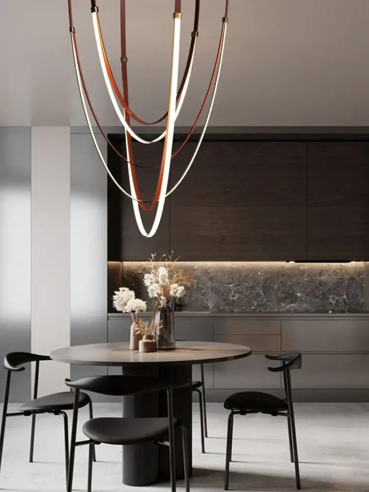 Leather Belt LED Chandelier 180-275cm