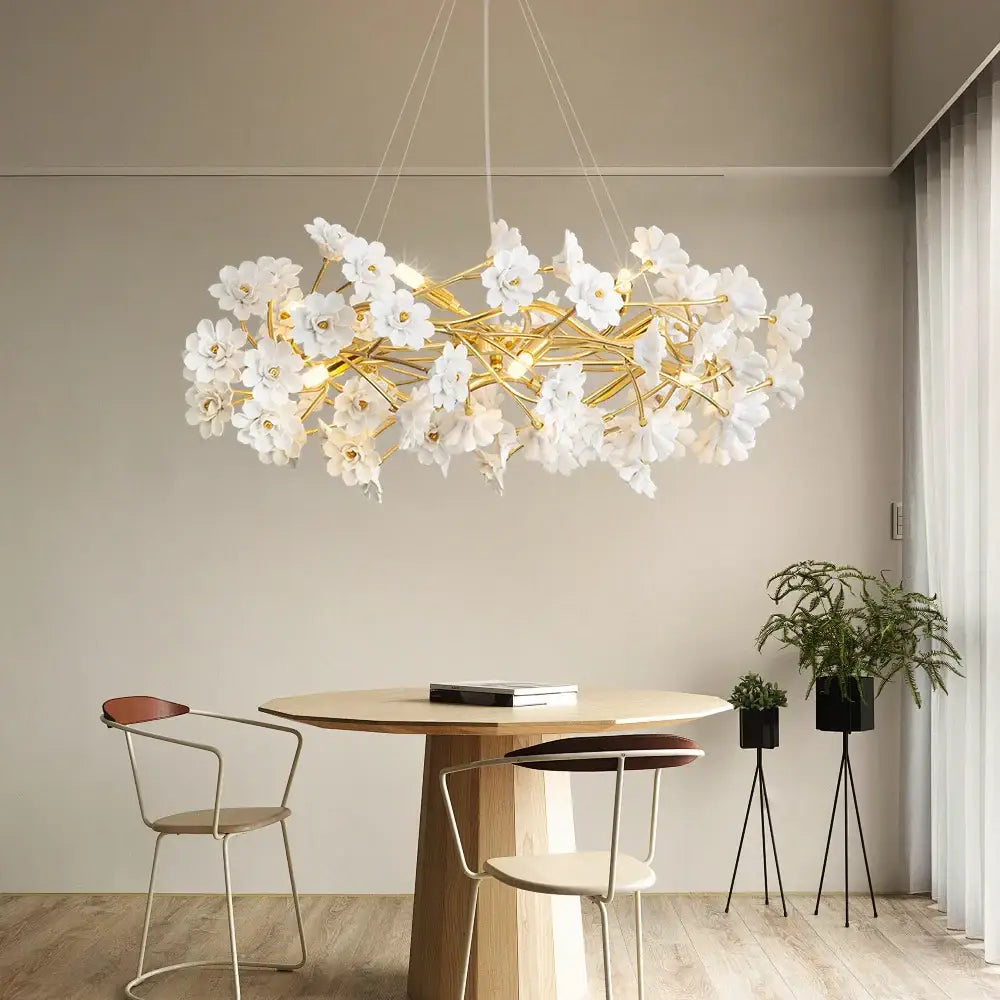 White Ceramic Flower Chandelier