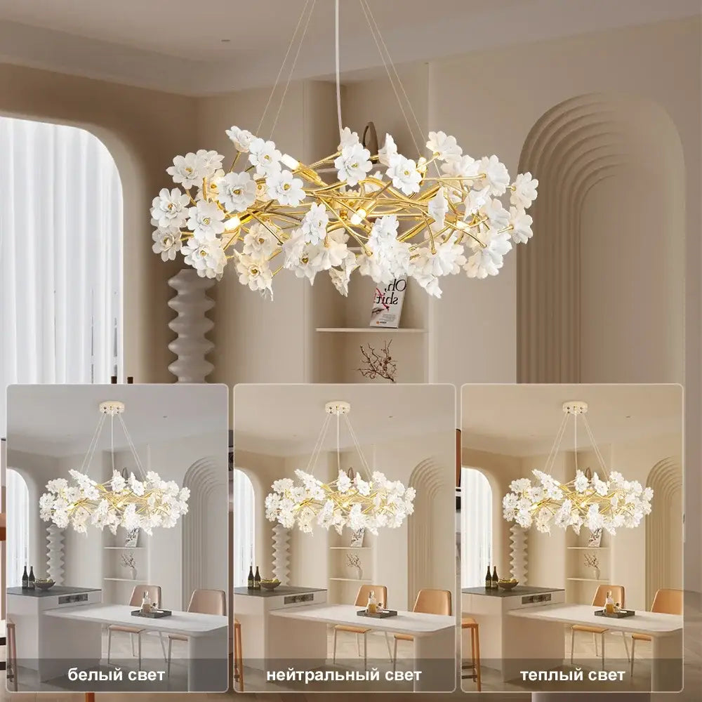 White Ceramic Flower Chandelier