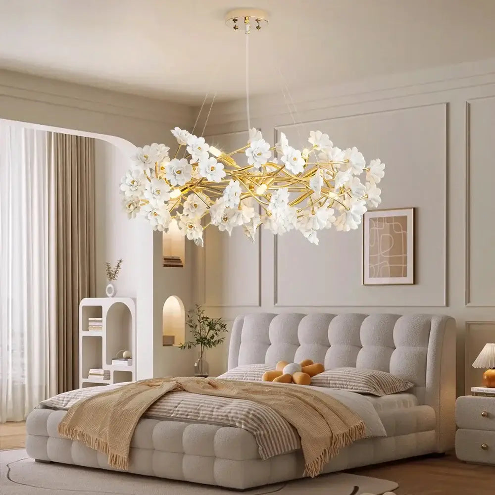 White Ceramic Flower Chandelier