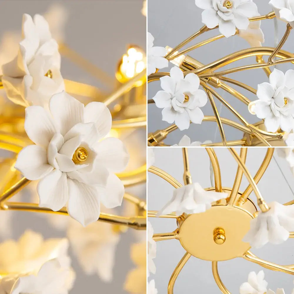 White Ceramic Flower Chandelier
