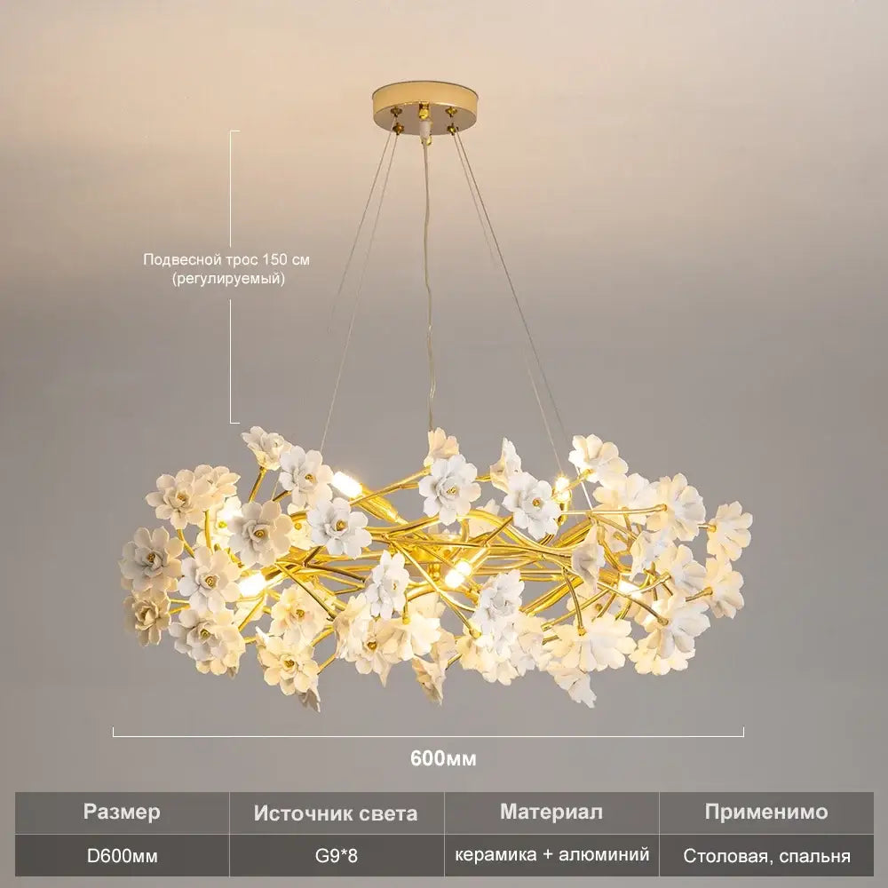 White Ceramic Flower Chandelier