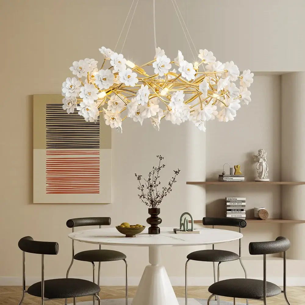 White Ceramic Flower Chandelier