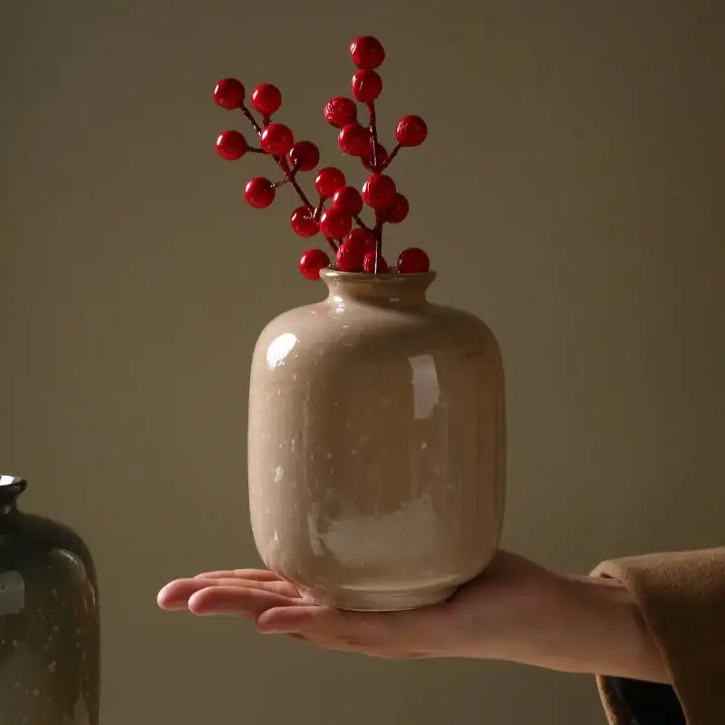 Beige Speckled Ceramic Vase