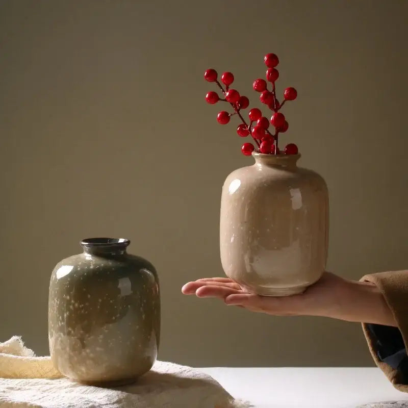 Beige Speckled Ceramic Vase