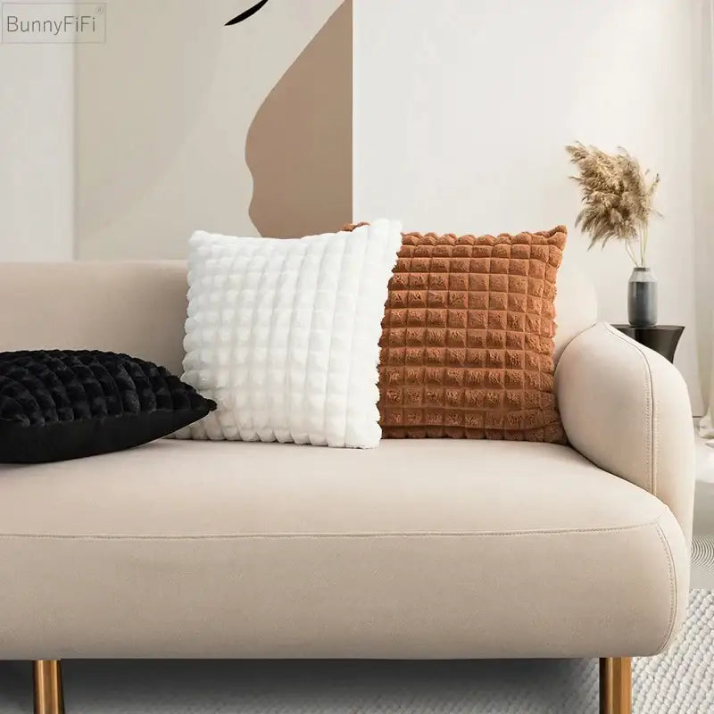 Cream Faux Fur Cushion Cover