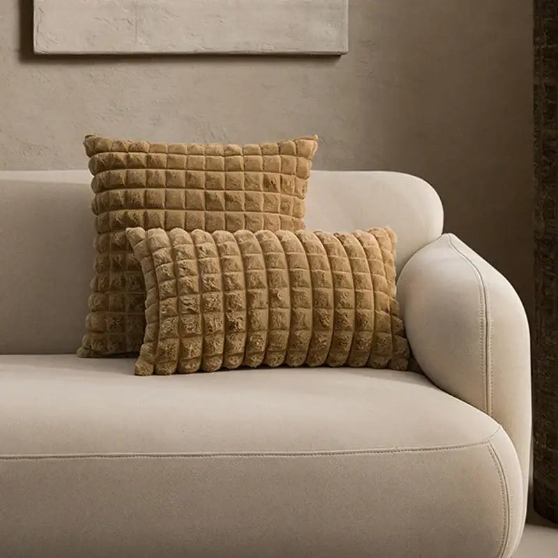 Cream Faux Fur Cushion Cover
