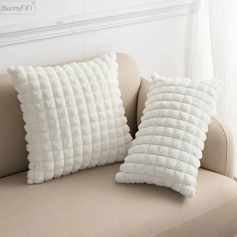Cream Faux Fur Cushion Cover