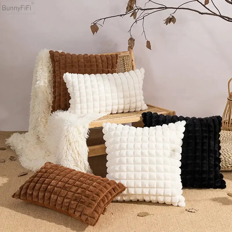 Cream Faux Fur Cushion Cover