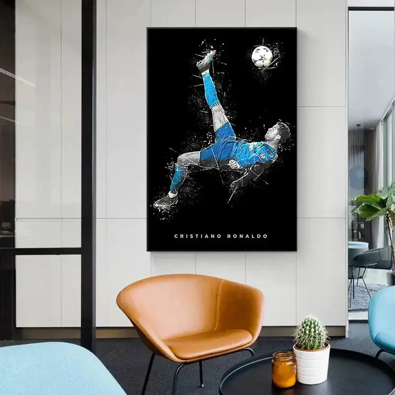 Blue Watercolor Football Poster