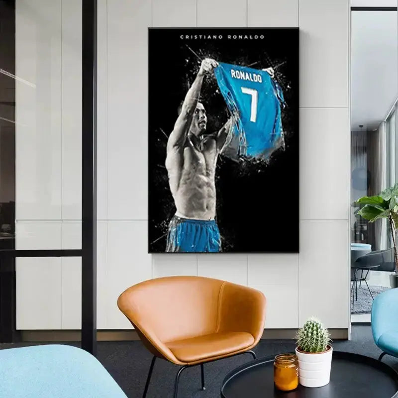 Blue Watercolor Football Poster