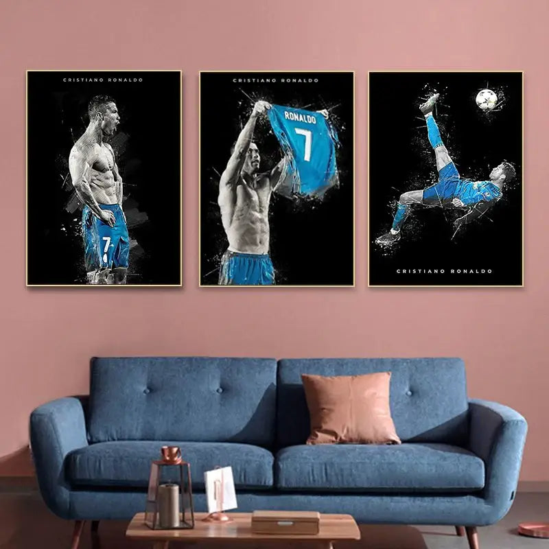 Blue Watercolor Football Poster