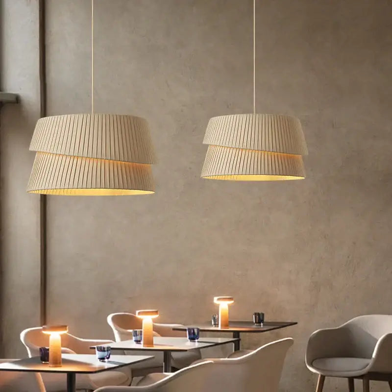 Cream Pleated Fabric Chandelier