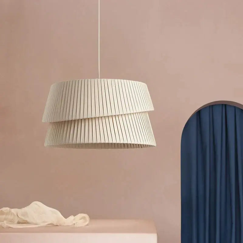 Cream Pleated Fabric Chandelier