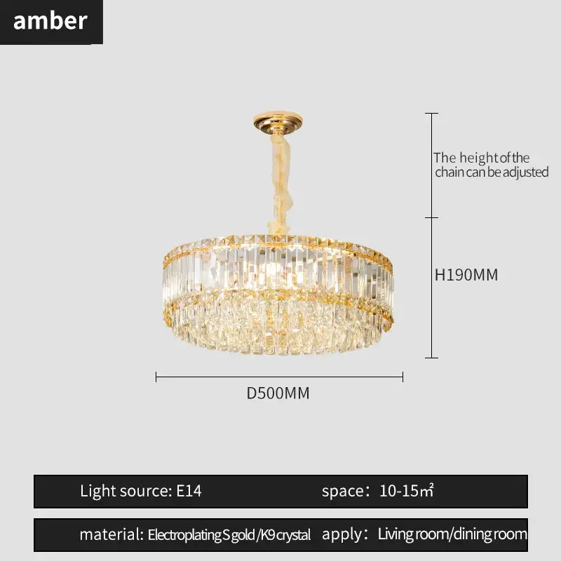 Gold Crystal Two-Tier Smoky Chandelier
