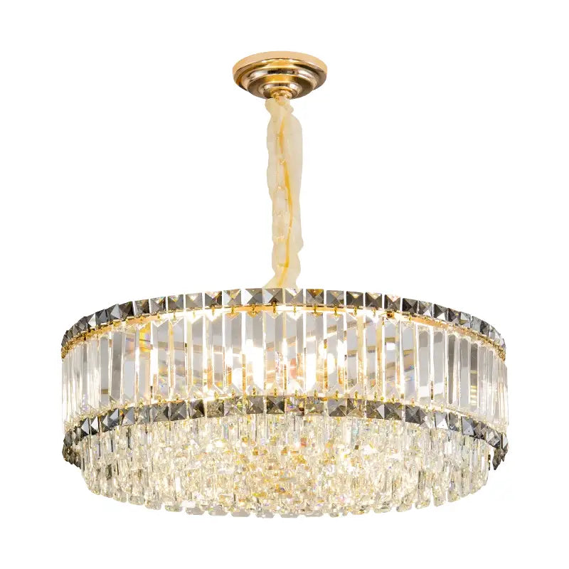 Gold Crystal Two-Tier Smoky Chandelier