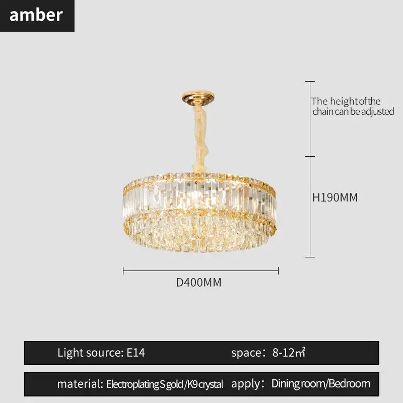 Gold Crystal Two-Tier Smoky Chandelier