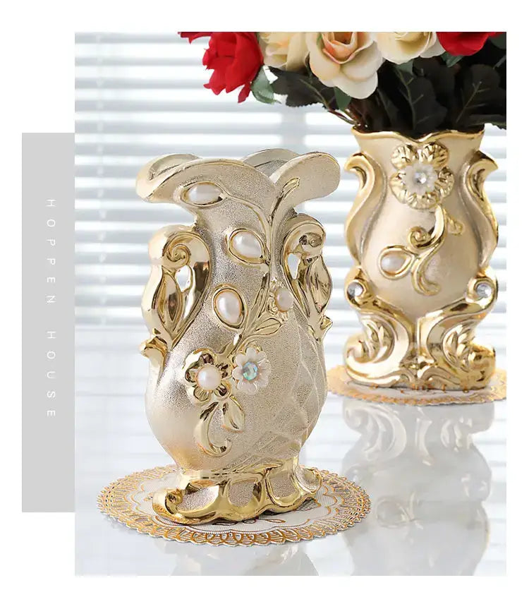 Gold Frosted Porcelain Vase