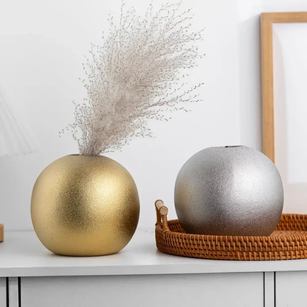 Gold Silver Spherical Vase