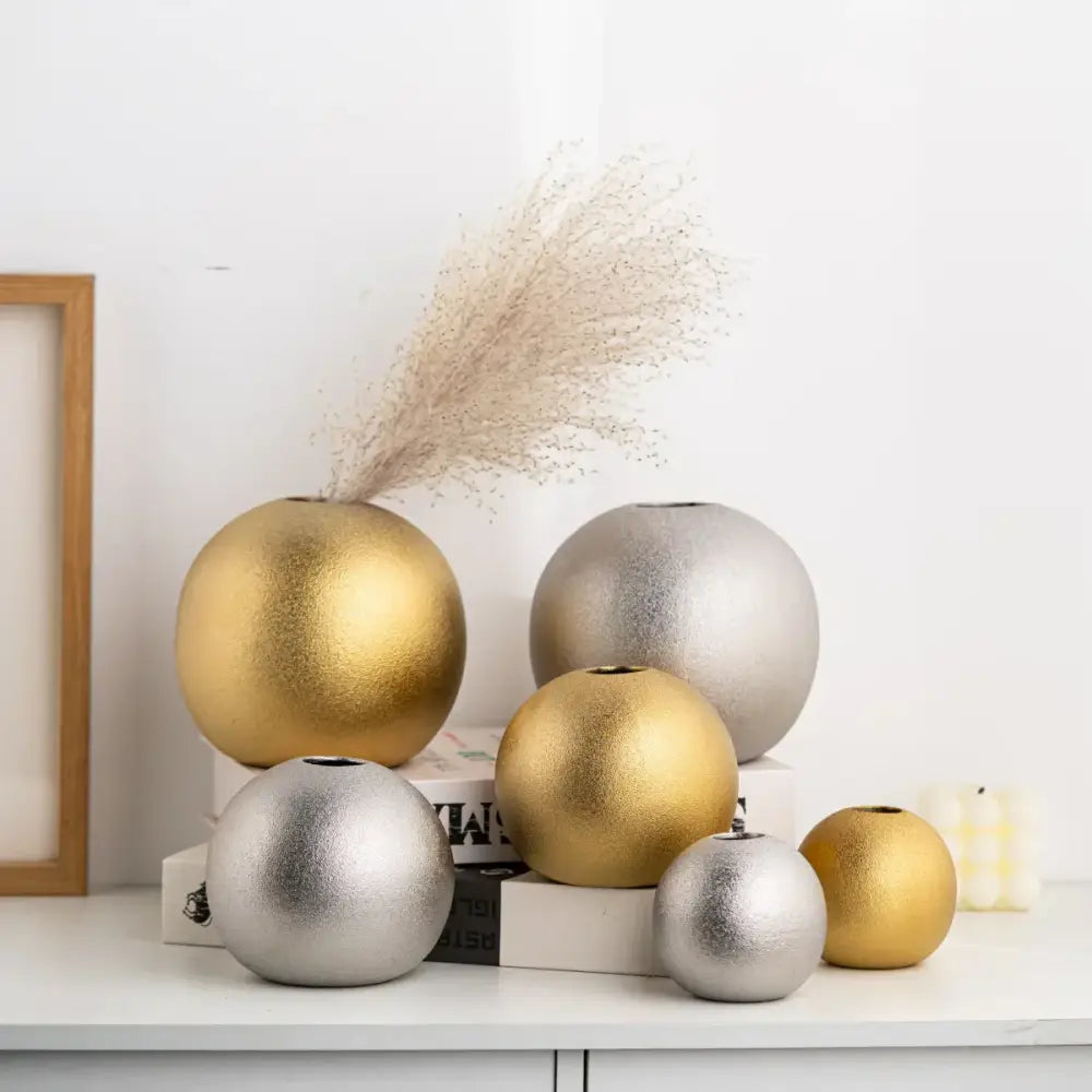 Gold Silver Spherical Vase