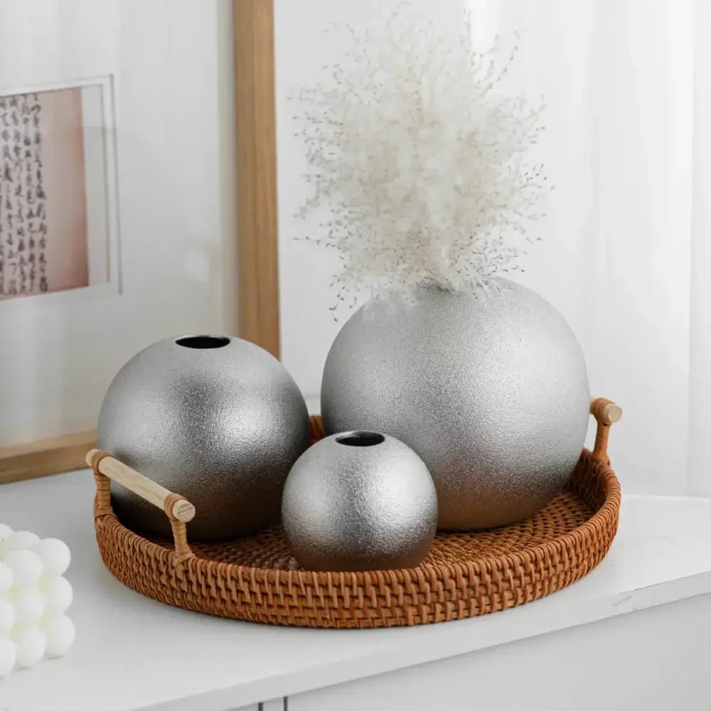 Gold Silver Spherical Vase