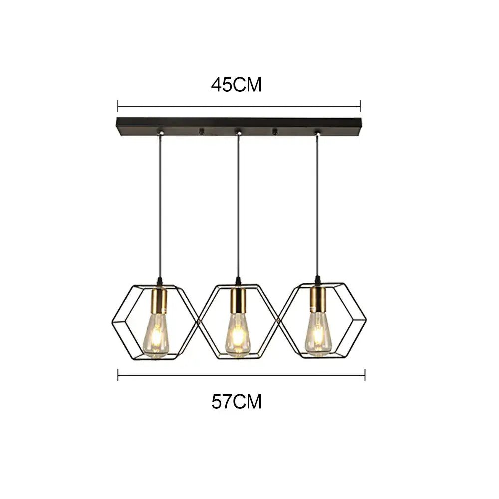 Black Brass LED 5-Head Geometric Chandelier