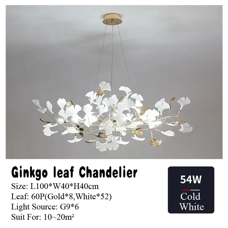 Gold Ginkgo Leaf Chandelier 150cm Custom