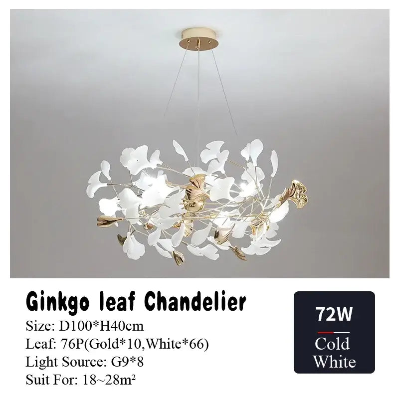 Gold Ginkgo Leaf Chandelier 150cm Custom