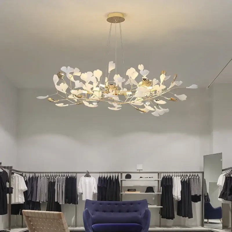 Gold Ginkgo Leaf Chandelier 150cm Custom