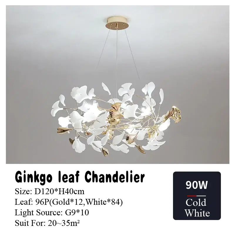 Gold Ginkgo Leaf Chandelier 150cm Custom
