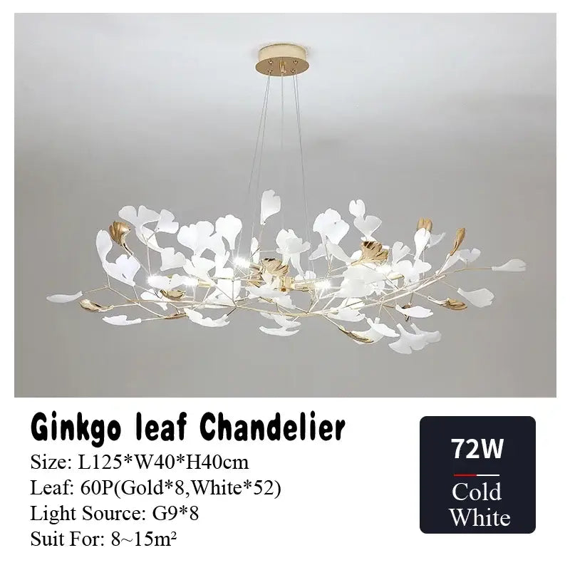 Gold Ginkgo Leaf Chandelier 150cm Custom