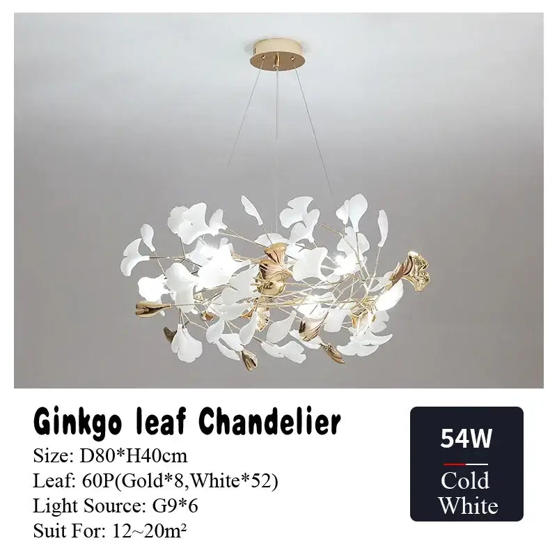 Gold Ginkgo Leaf Chandelier 150cm Custom