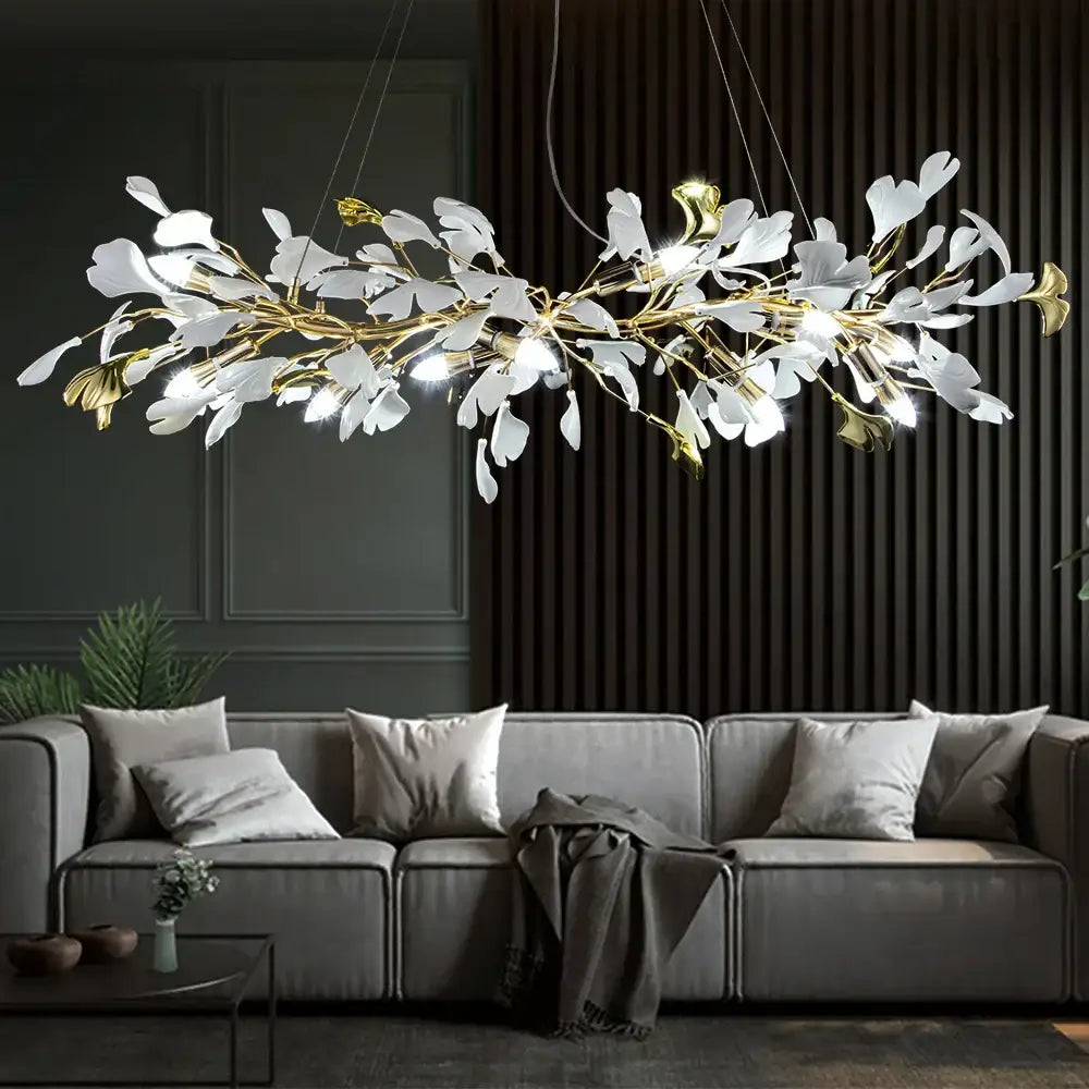 Gold Crystal Leaf Chandelier Nordic Silver Option