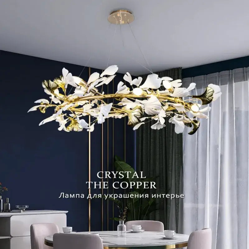 Gold Crystal Leaf Chandelier Nordic Silver Option