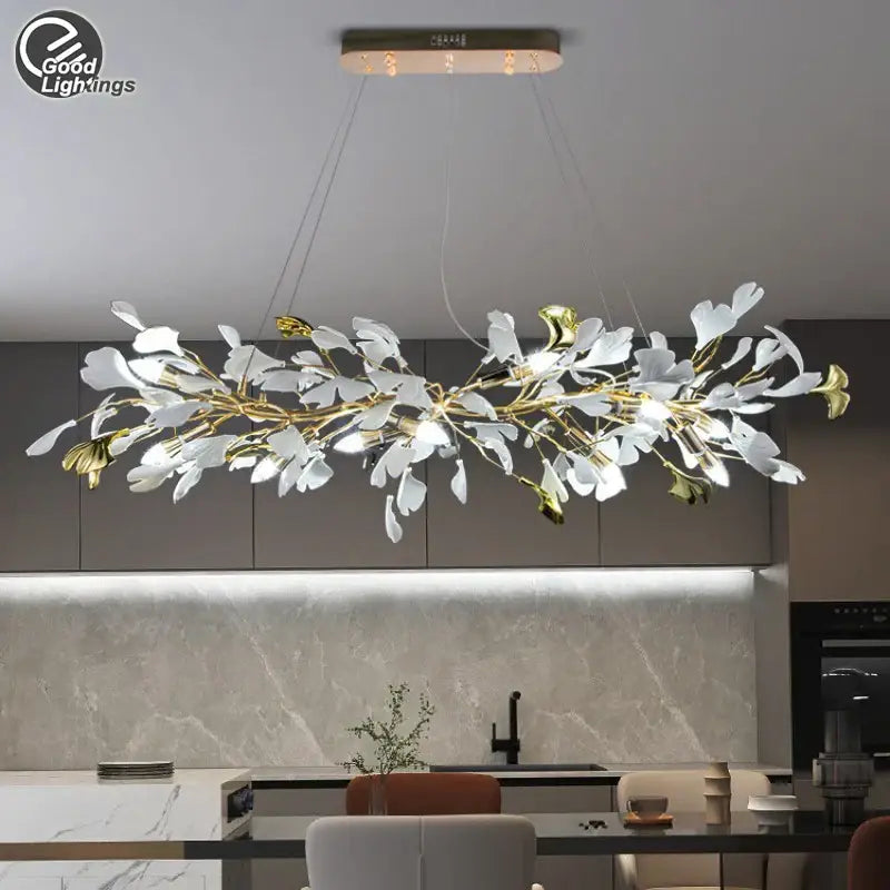 Gold Crystal Leaf Chandelier Nordic Silver Option