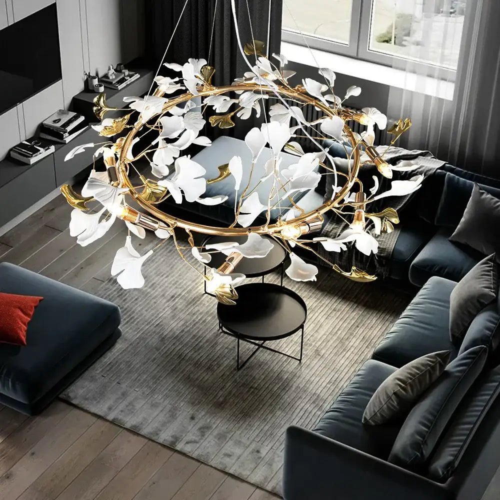 Gold Crystal Leaf Chandelier Nordic Silver Option