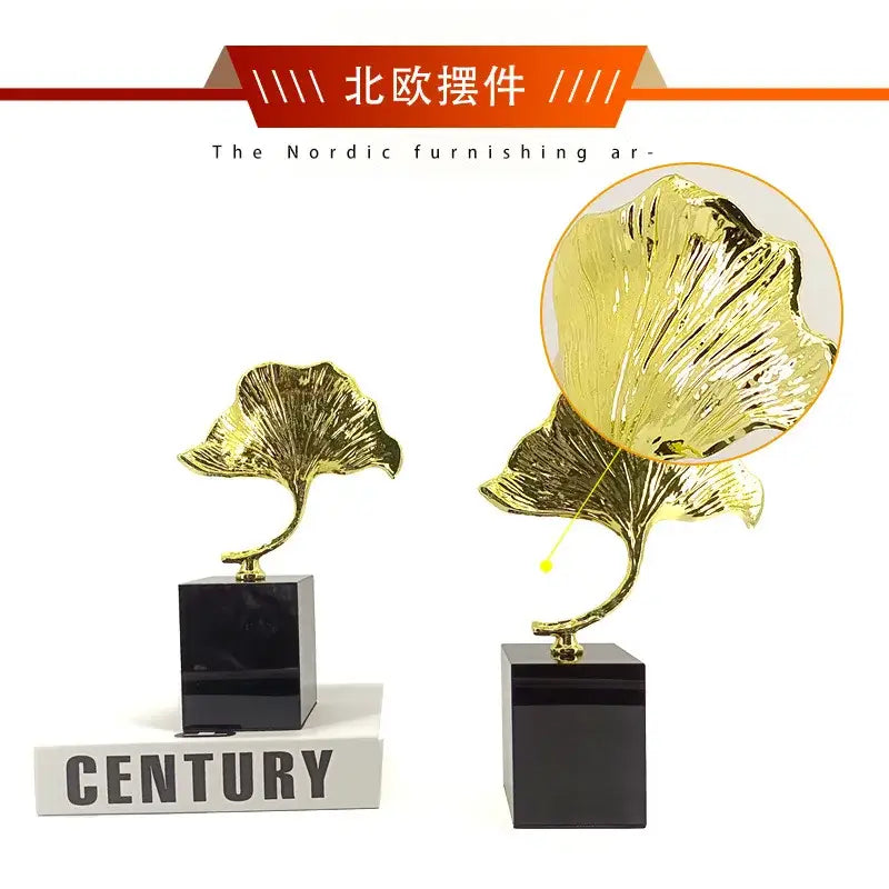 Gold Ginkgo Metal Sculpture