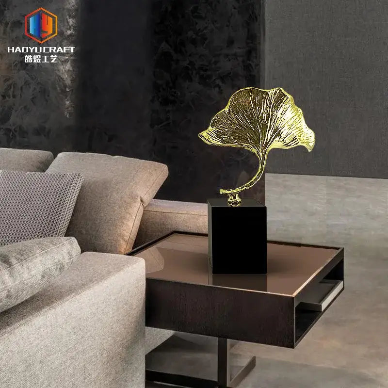 Gold Ginkgo Metal Sculpture