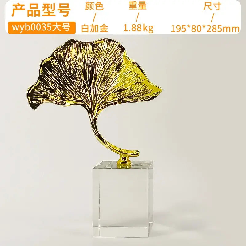 Gold Ginkgo Metal Sculpture