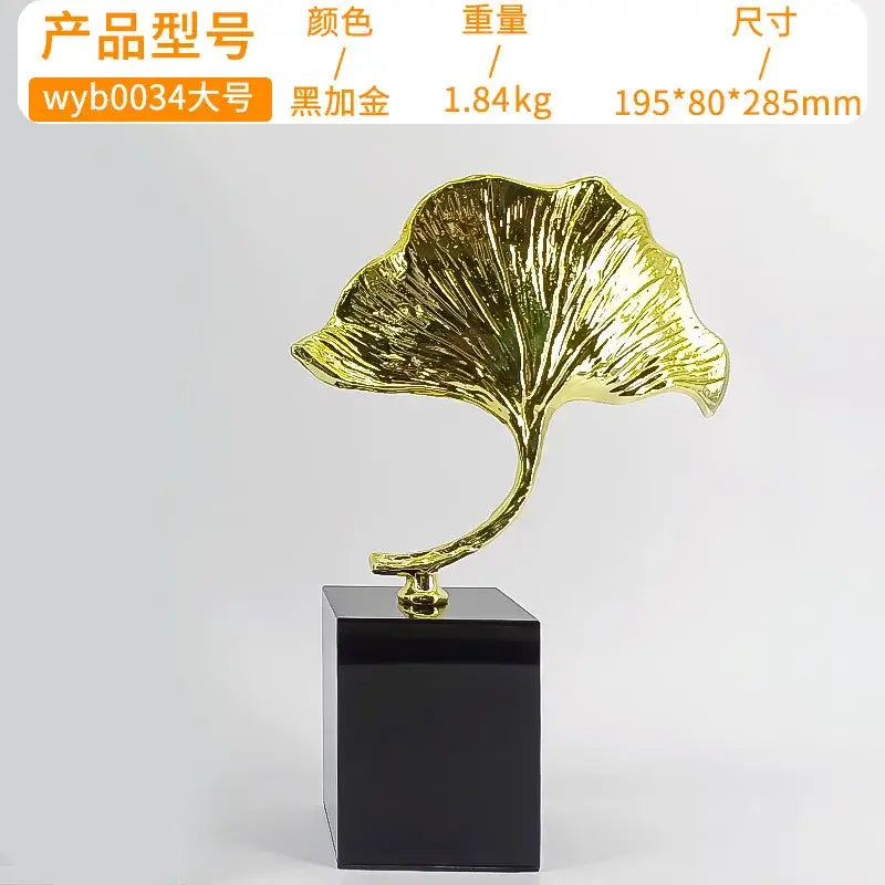 Gold Ginkgo Metal Sculpture