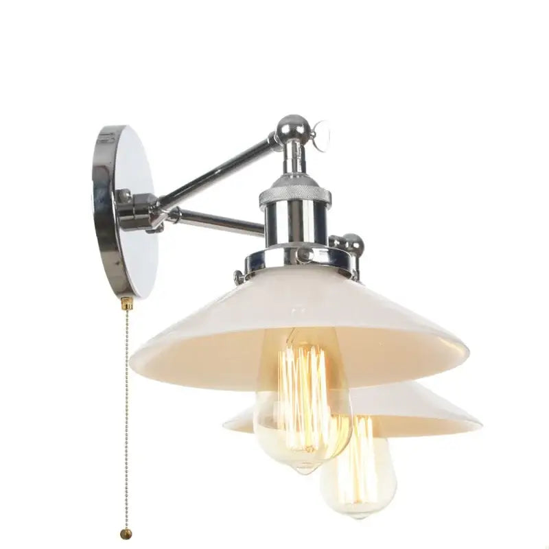 Chrome Glass Wall Sconce Dual-Light Industrial