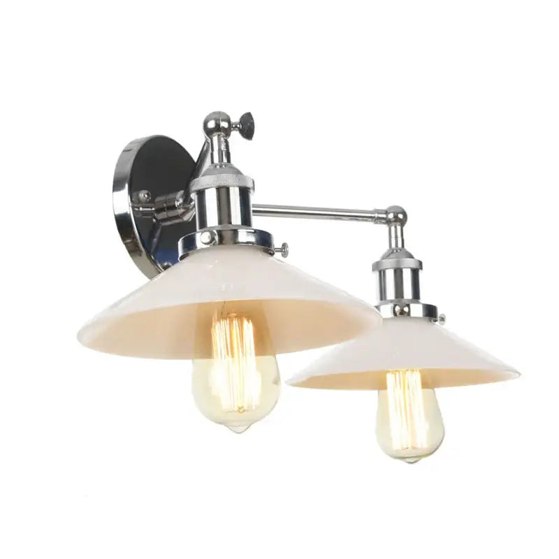 Chrome Glass Wall Sconce Dual-Light Industrial