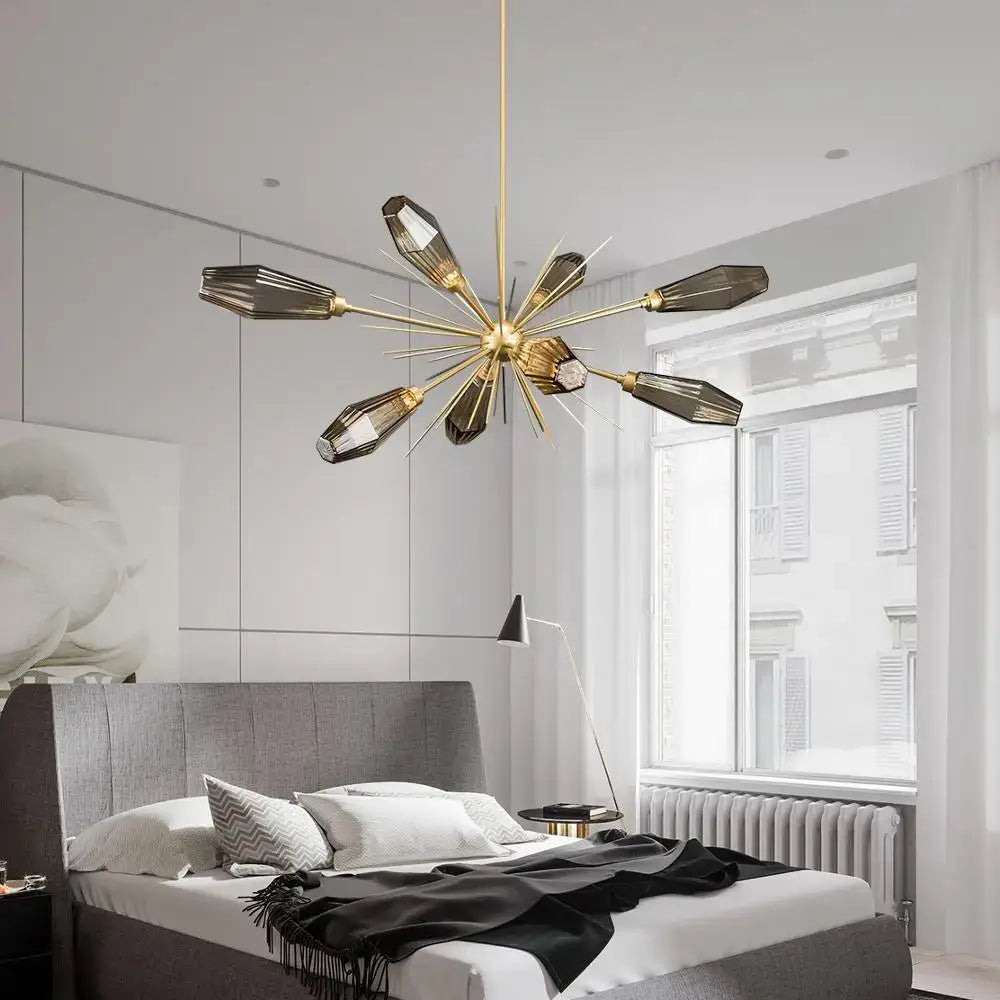 Gold Starburst Glass Chandelier