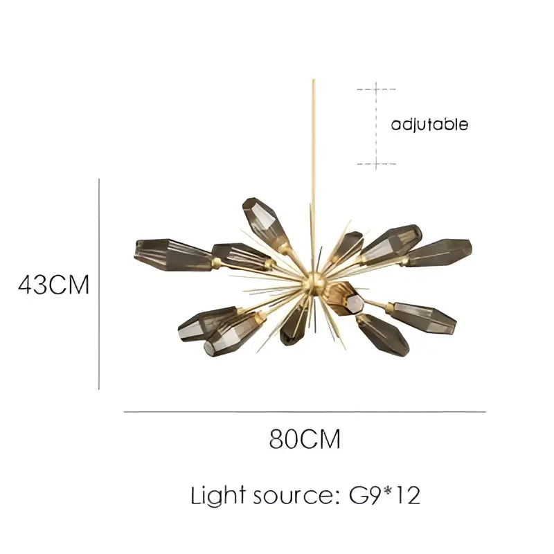 Gold Starburst Glass Chandelier