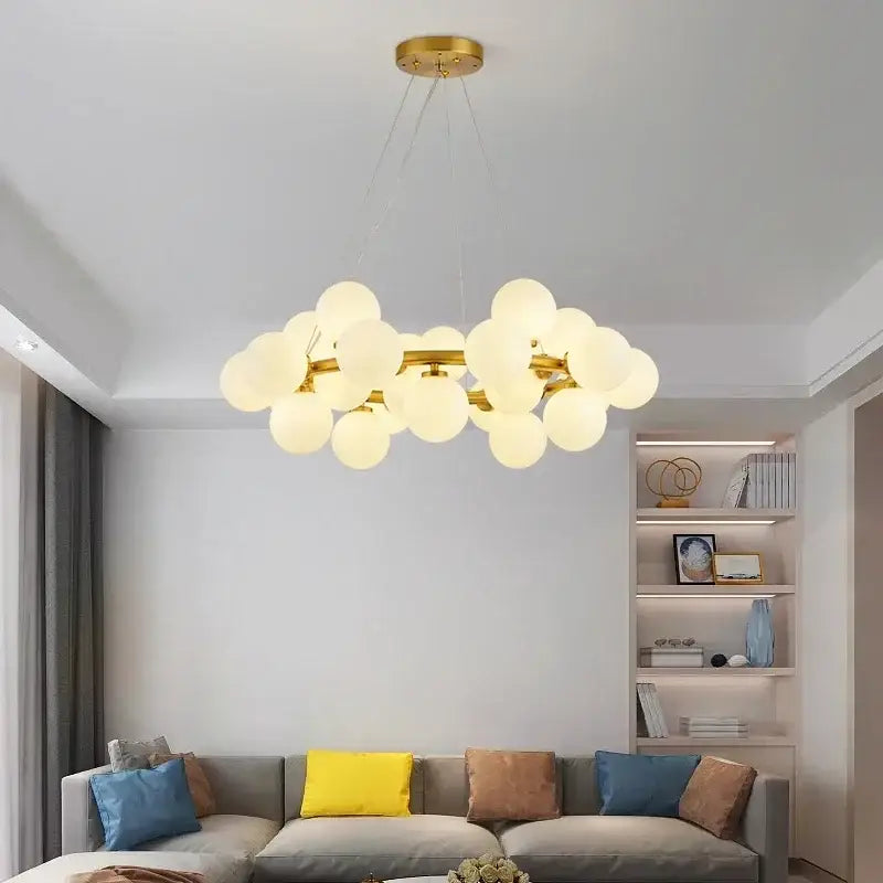 Gold Glass Ball Chandelier 25-Holder Design