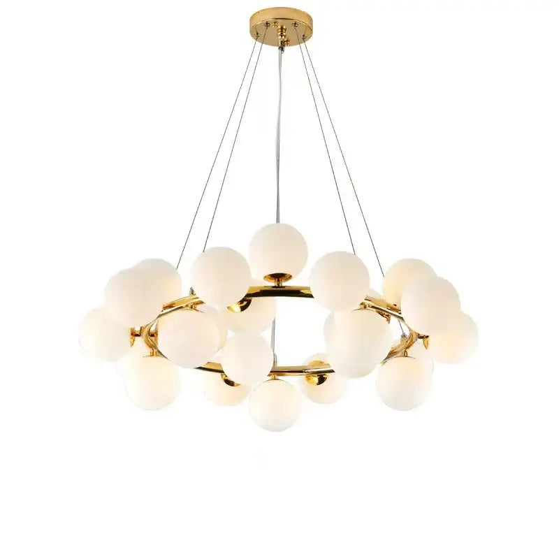 Gold Glass Ball Chandelier 25-Holder Design