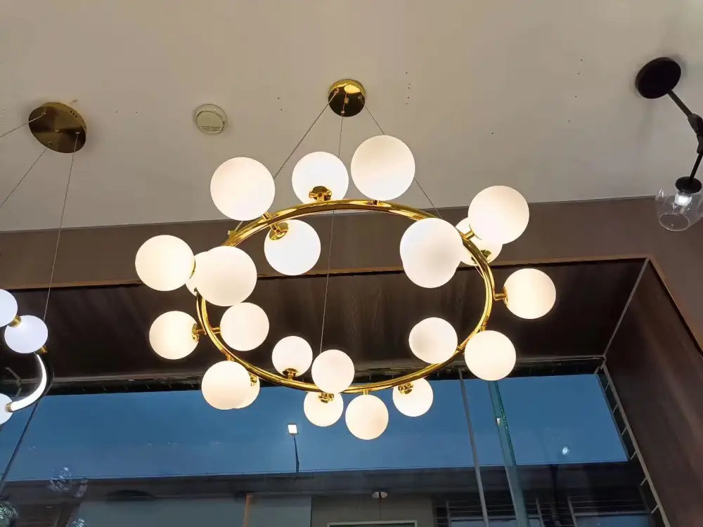 Gold Glass Ball Chandelier 25-Holder Design