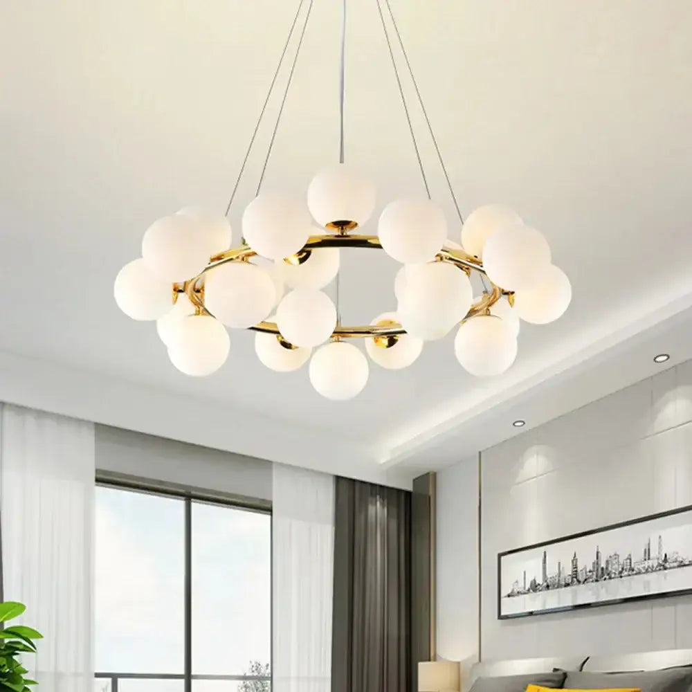 Gold Glass Ball Chandelier 25-Holder Design