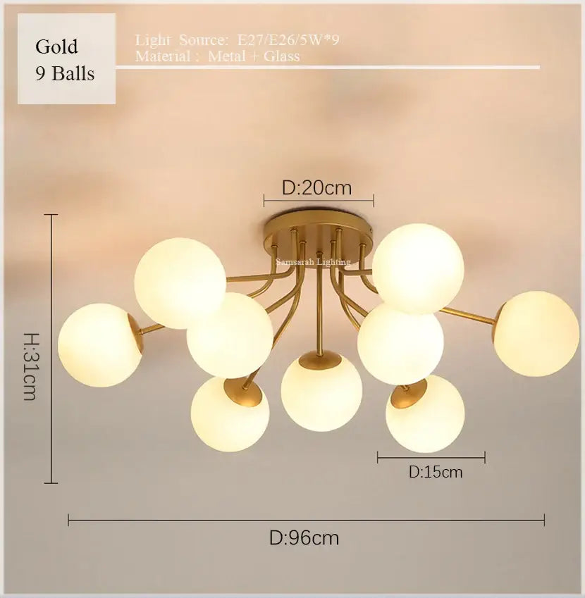Black Glass Ball Ceiling Light